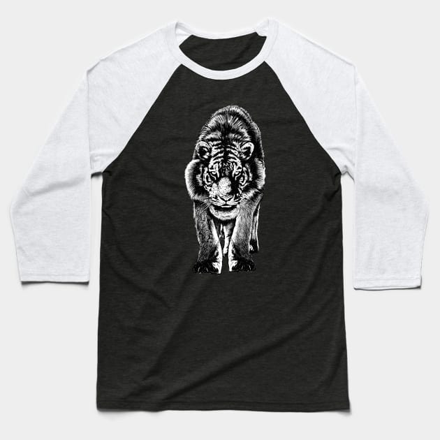 Tiger Stare Baseball T-Shirt by barmalisiRTB